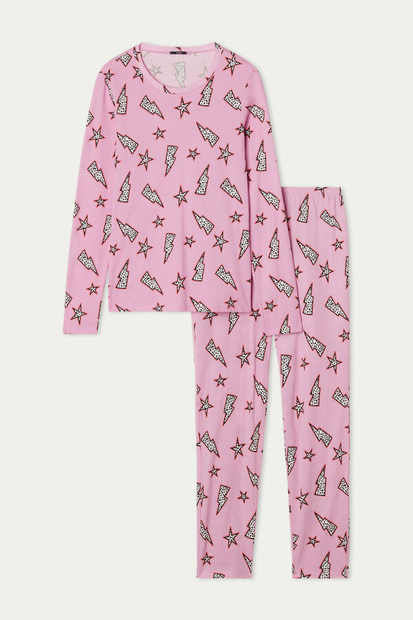 Pijama Lungă din Bumbac Imprimeu Fulgere  