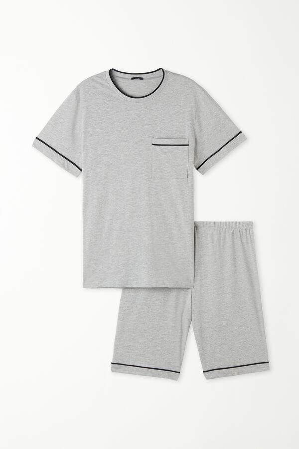 Bavlnené Krátke Pyžamo Basic s Paspulkou a Vreckom  