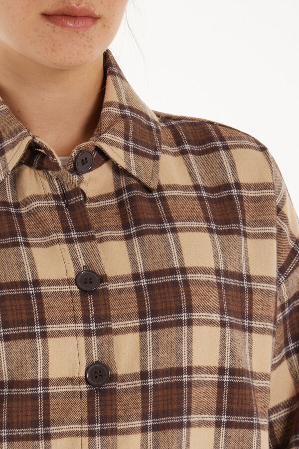 Long-Sleeved Heavy Flannel Shirt  