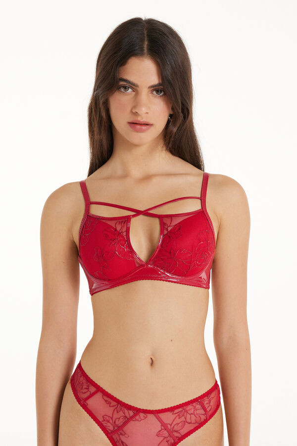 Moscow Red Lace Vinyl Push-Up Bra  
