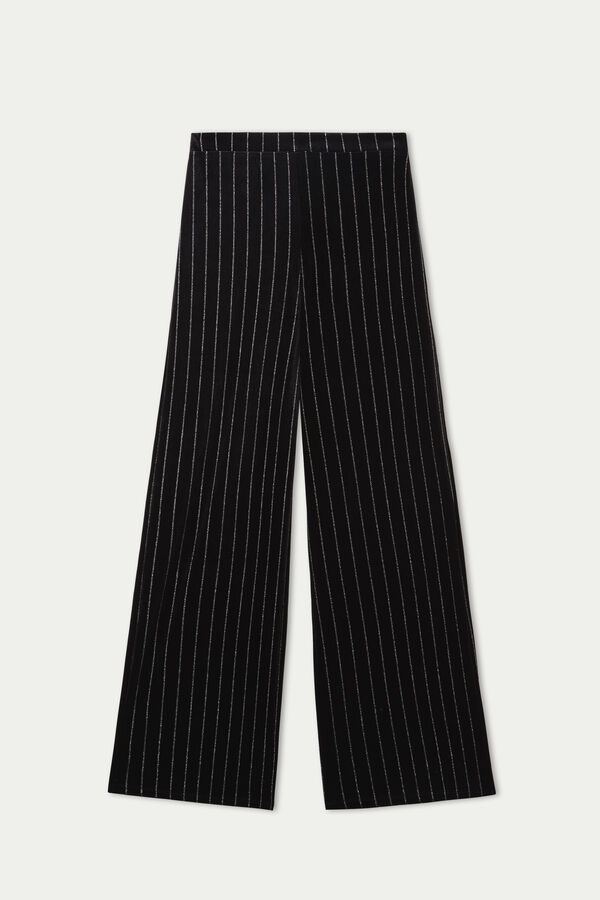 Glittery Pinstriped Velvet Palazzo Trousers  