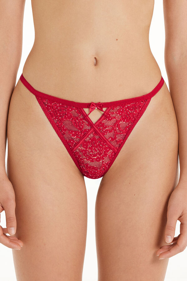 Red Roses Pois String Thong  