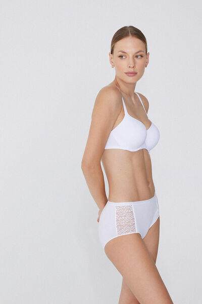 Cotton and Recycled Lace High-Waist Knickers