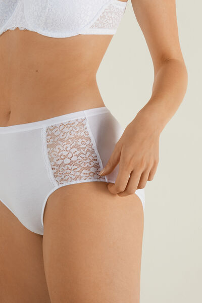 Recycled Cotton and Lace High-Leg Panties