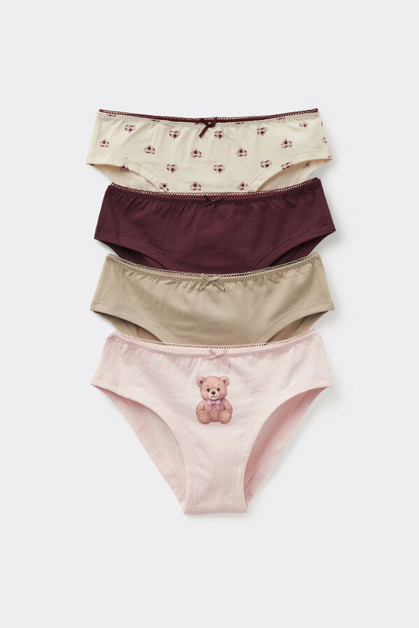 4 Pairs of Girls&rsquo; Printed Cotton Knickers  