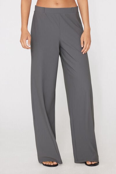 Easy Fit Microfibre Long Palazzo Trousers
