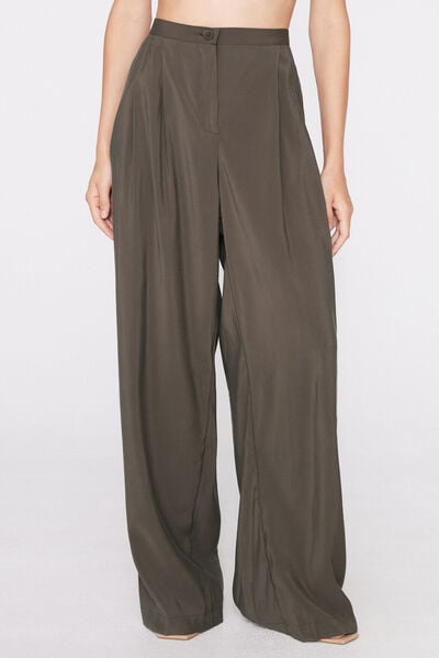 Pantaloni Lunghi a Palazzo Tela Suede Touch