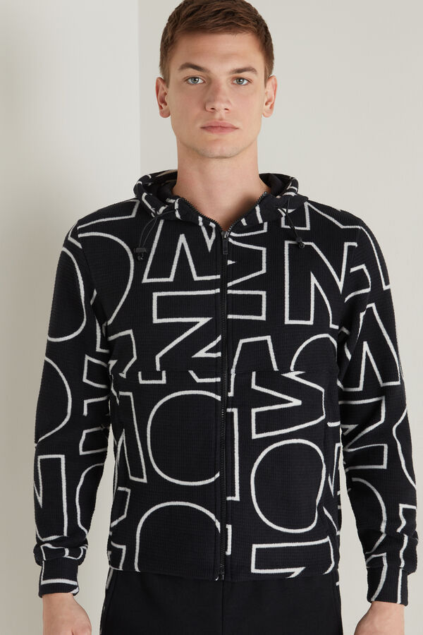 Printed Fleece Sweatshirt with Zipper  