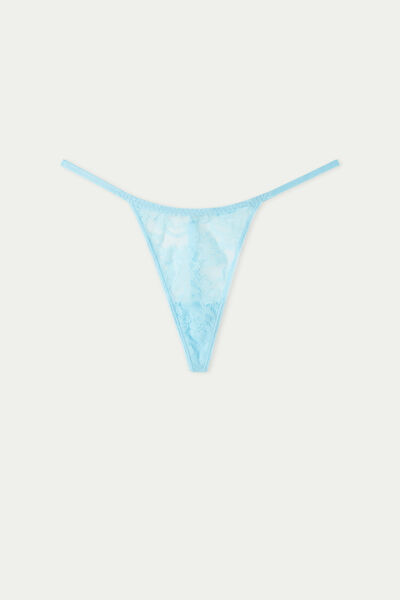 High-Cut Lace Tanga G-String with Rhinestone Lettering