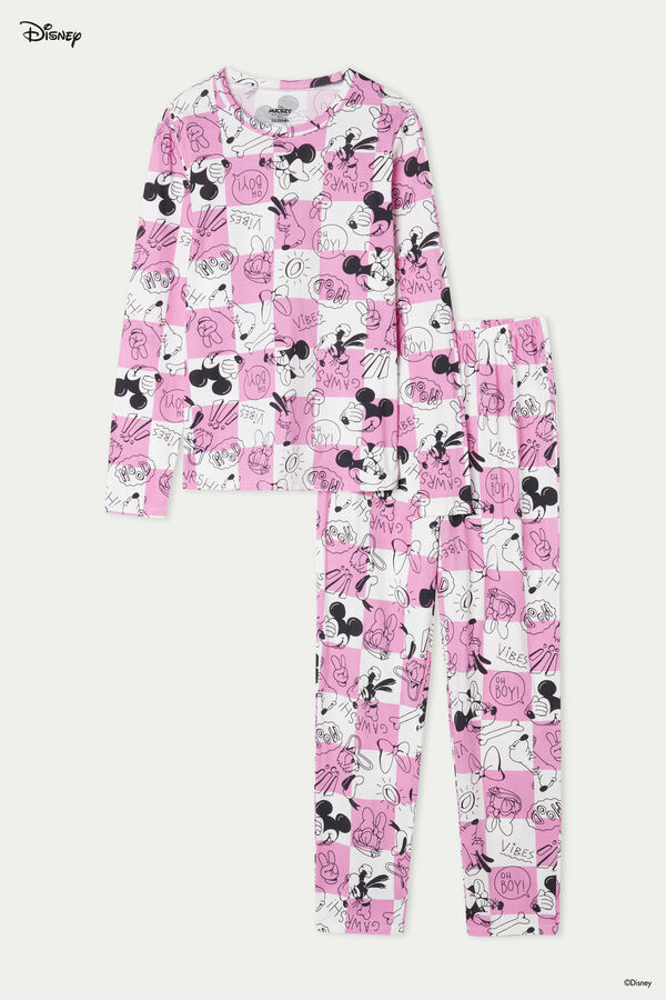 Disney Mickey Mouse Long Cotton Check Pyjamas  