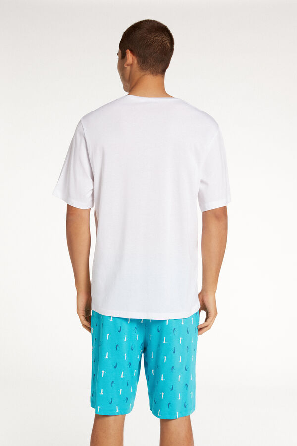 Kurzer Pyjama für Herren aus Baumwolle mit Golf-Print  
