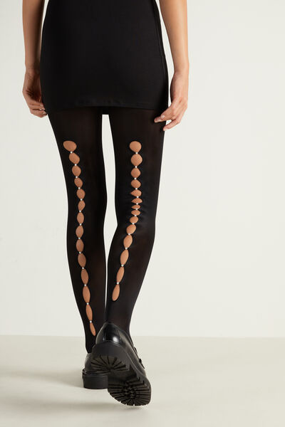 50 Denier Tights with Cut-Out and Pearls