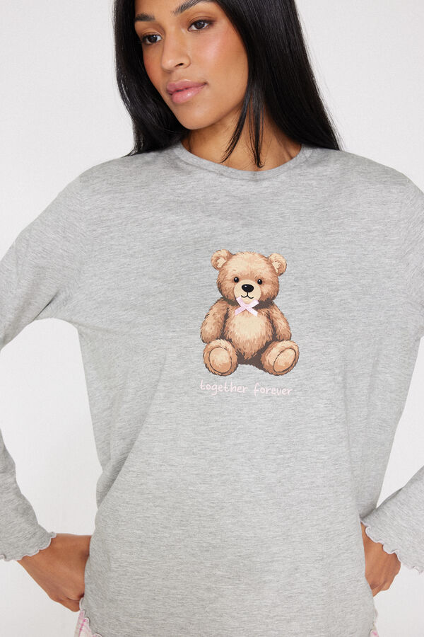 Pijama Comprido Algod&atilde;o Estampado Teddy  