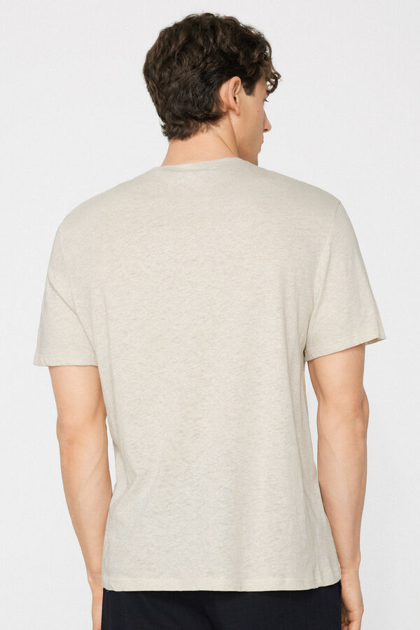 Rundhals-T-Shirt aus Baumwolle und Leinen  