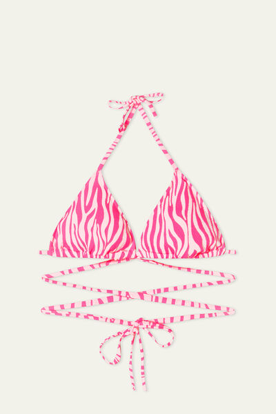 Pink Zebra Slightly Padded Triangle Bikini Top