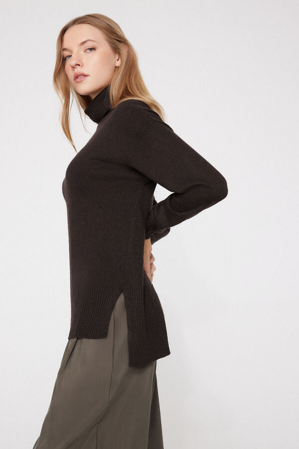 Maglia Lunga Pesante Collo Alto con Lana  