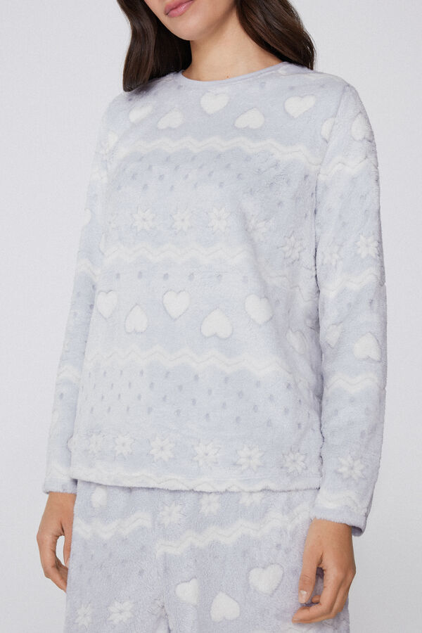 Nordic Print Long Devoré Fleece Pyjamas  