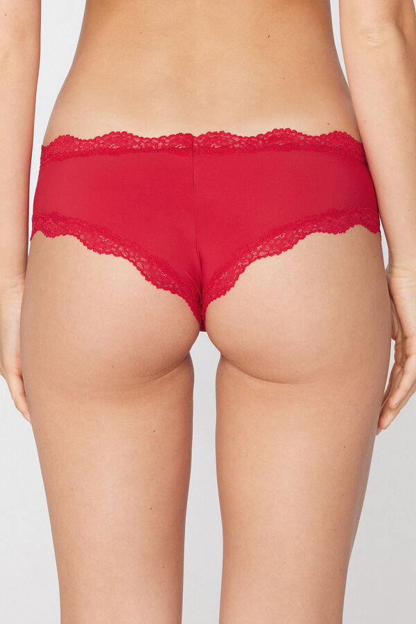Brazilian-Culotte aus recycelter Mikrofaser und Spitze  