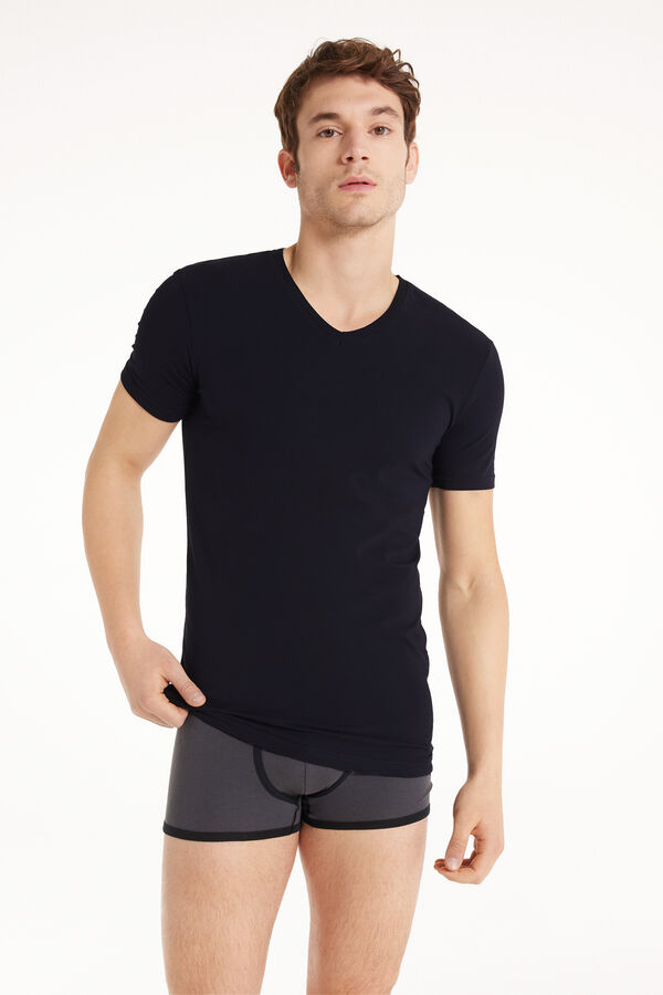 V-Neck Stretch-Cotton T-Shirt  