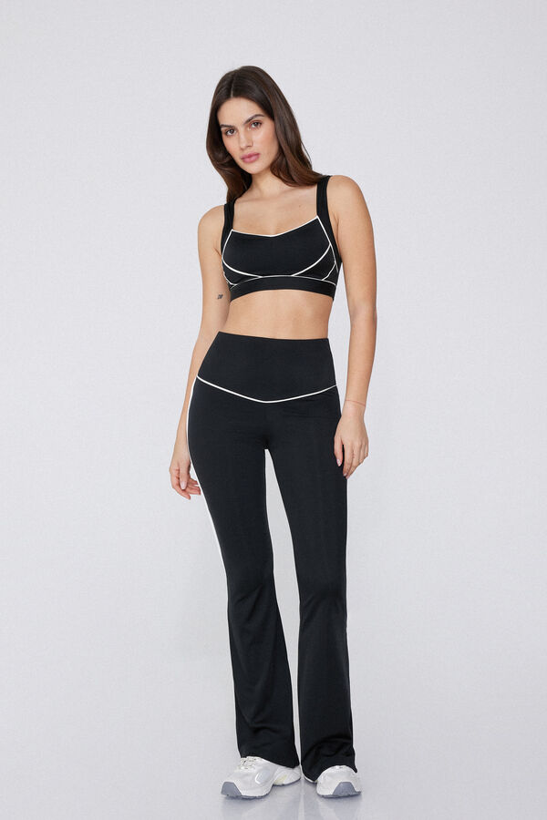 Flared Microfibre Leggings With Piping Detail  
