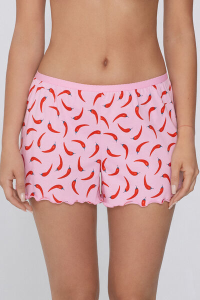 Shorts aus bedruckter Baumwolle mit Muschelkanten