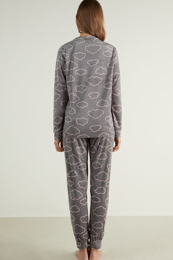 Cloud Print Long Microfleece Pyjamas  