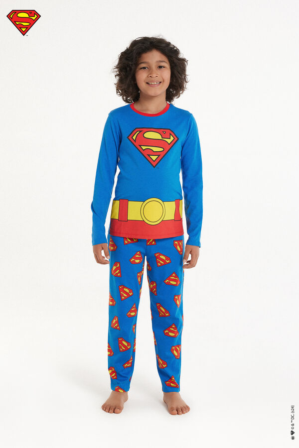 Boys’ Superman Print Full Length Cotton Pajamas  