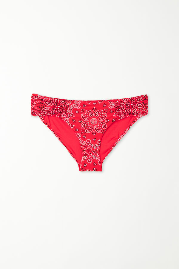 Red Bandana Family High Gathered Bikini Bottoms  