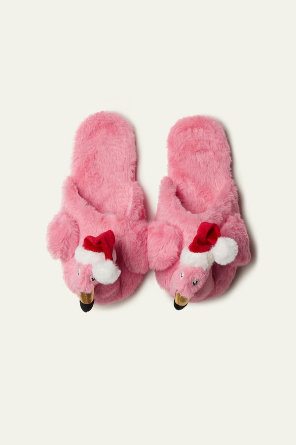 Fleece Flamingo Scuffs/Slippers  