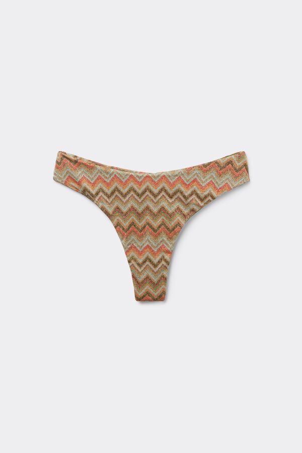 Brazilian-Bikinislip mit hohem abgerundeten Beinausschnitt Luxury Chevron  