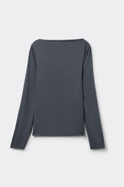 Maglia Maniche Lunghe Scollo Barchetta Viscosa