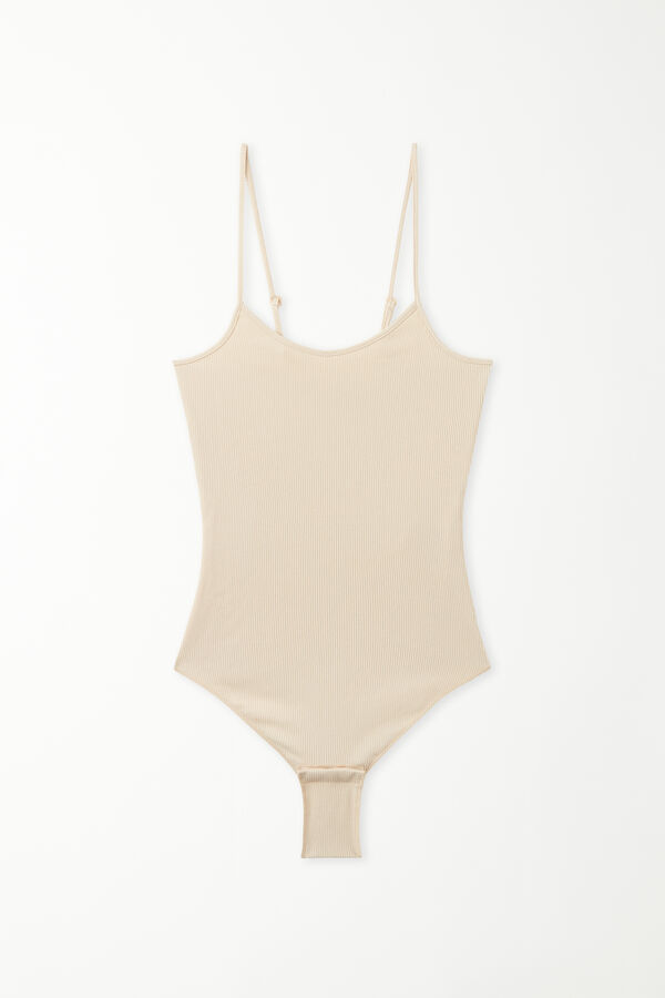 Ribbed Cotton Body with Thin Shoulder Straps  
