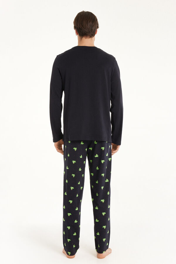Langer Pyjama aus Baumwolle mit Froschprint  