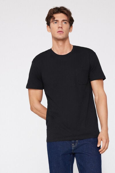 Camiseta de Algod&oacute;n Jaspeado con Bolsillo