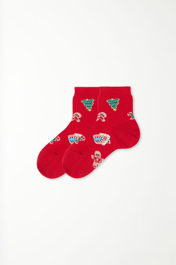 Children's Unisex Short Christmas Print Cotton Socks  