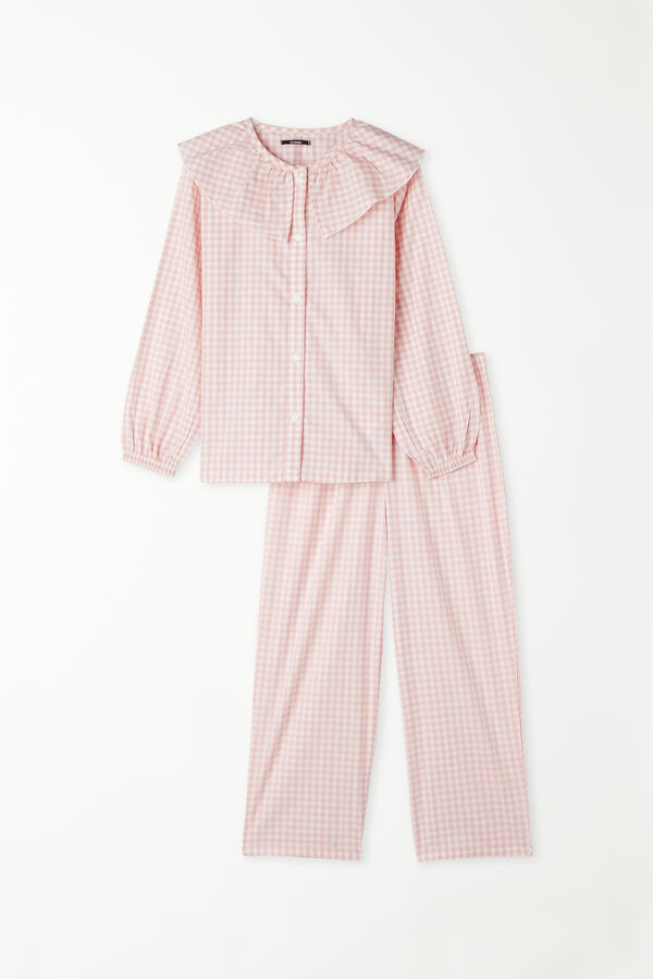 Langer offener Pyjama aus bedrucktem Stoff  
