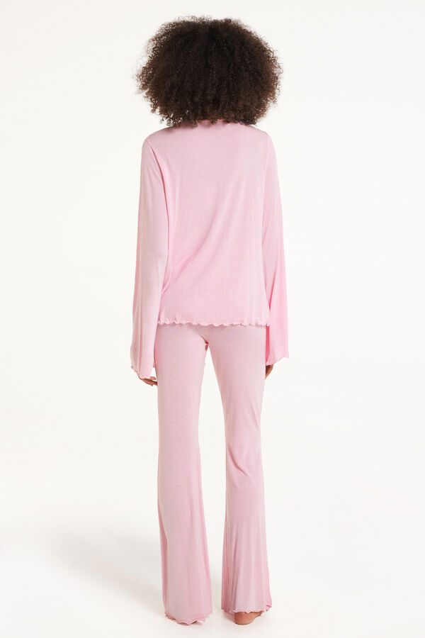 Solid Color Viscose Full Length Flared Pajamas  
