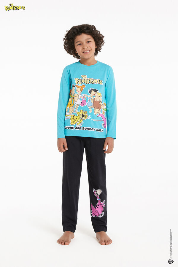 Pijama Lungă Copii Bumbac Imprimeu Flintstones  