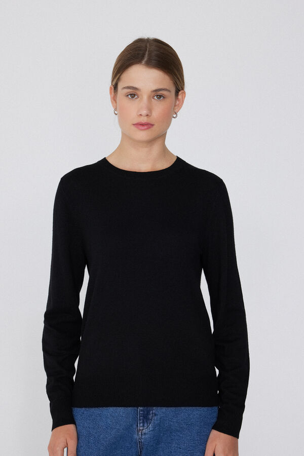 Long Sleeve Round-Neckline Heavy Sweater with Wool  