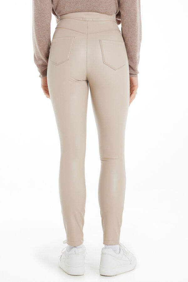 Coated-Effect Thermal Pants with Pockets  