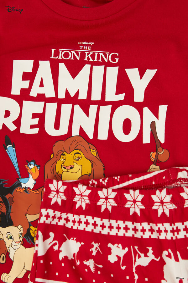 Długa Piżama Dziecięca z Bawełny w Czerwony Bożonarodzeniowy Wzór Lion King  