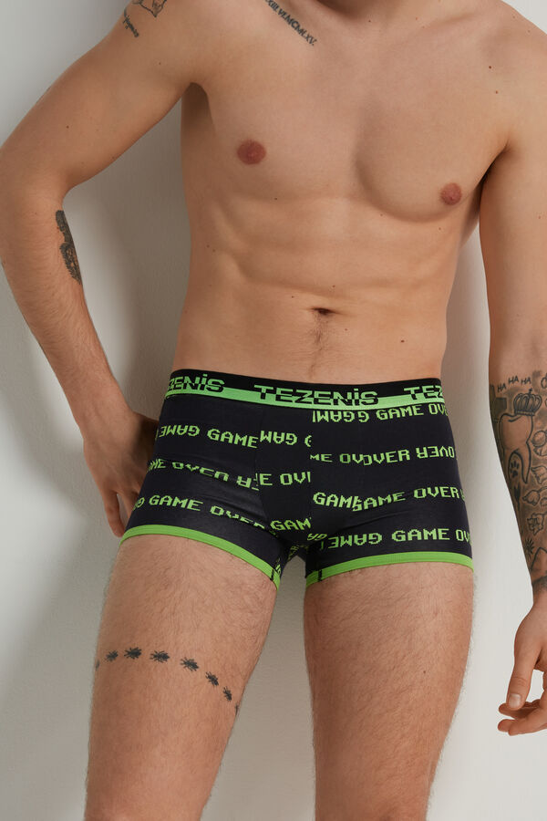 Printed Cotton Boxers with Elasticated Logo Waistband  