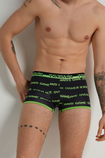 Printed Cotton Boxers with Logo Elastic Waistband