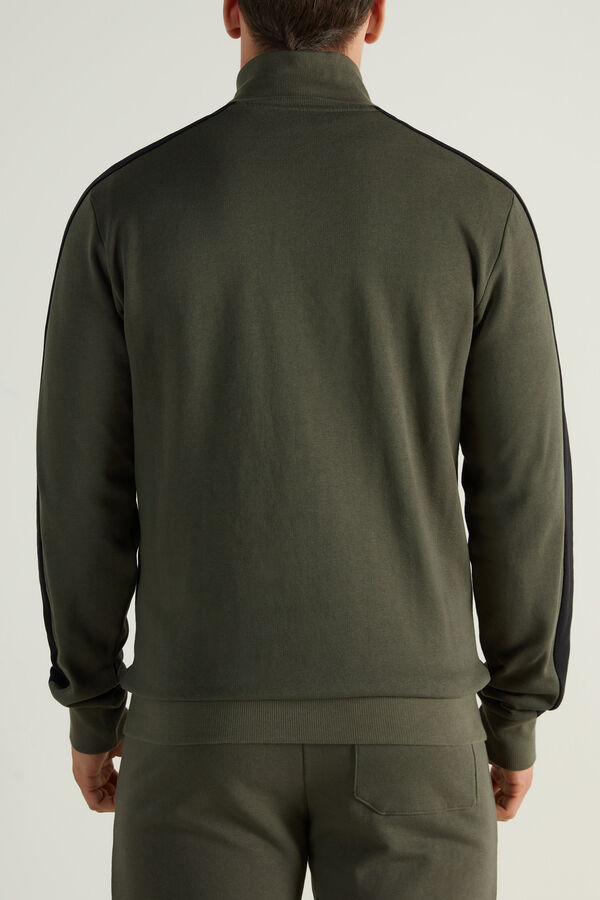 Sweat Manches Longues Zippé et Bandes  
