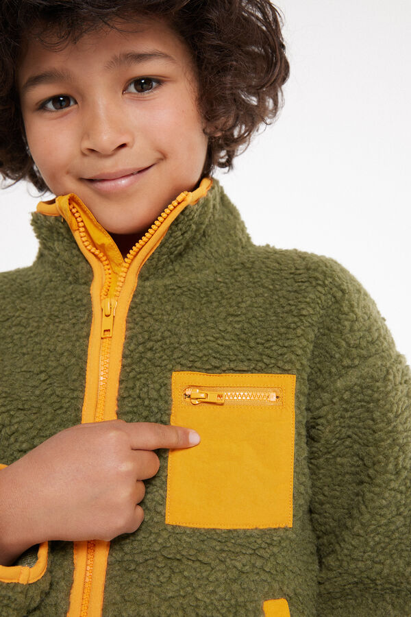 Fleece Sweatshirt with Zip and Pockets  