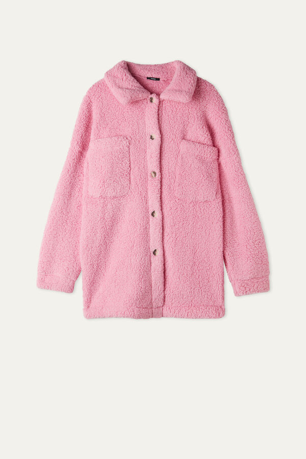 Fleece Dressing Gown/Jacket with Buttons  