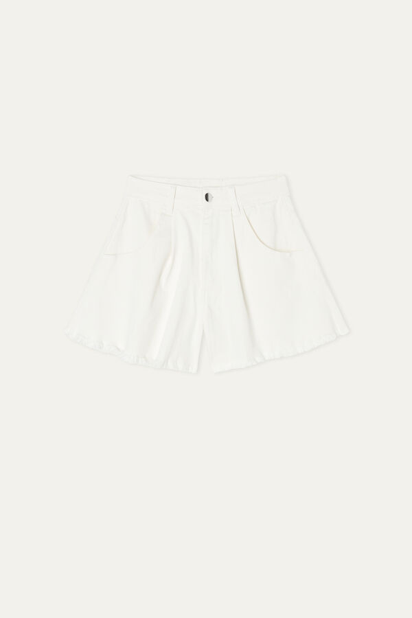 High-Waist Paperbag Denim Shorts  
