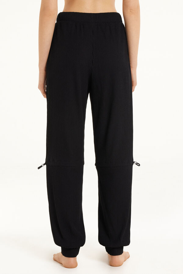 Ribbed Joggers with Adjustable Elastic Drawstrings  