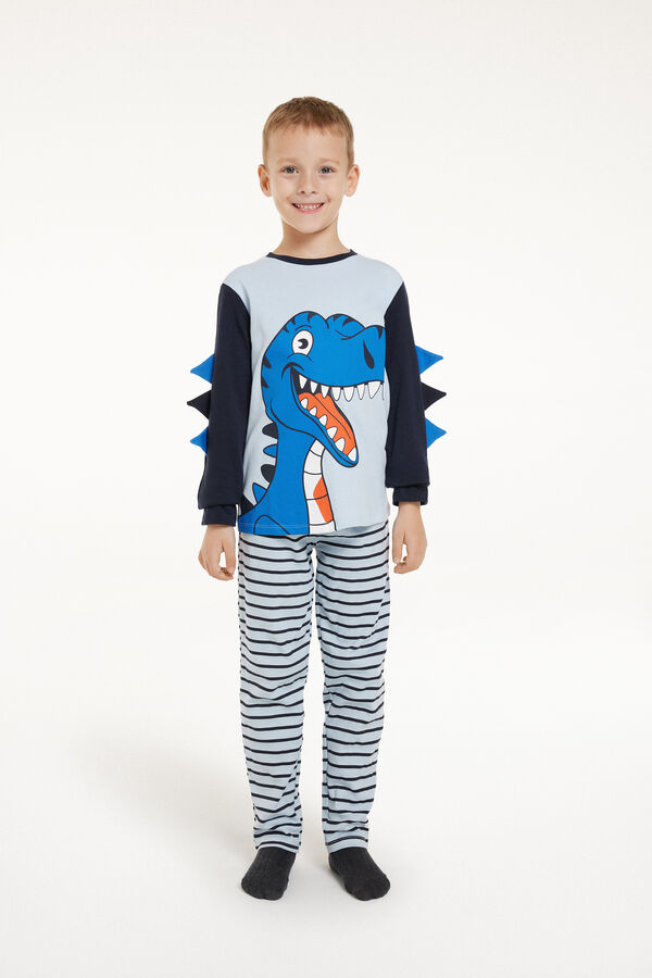 Langer Pyjama aus Baumwolle für Jungen mit T-Rex-Print  