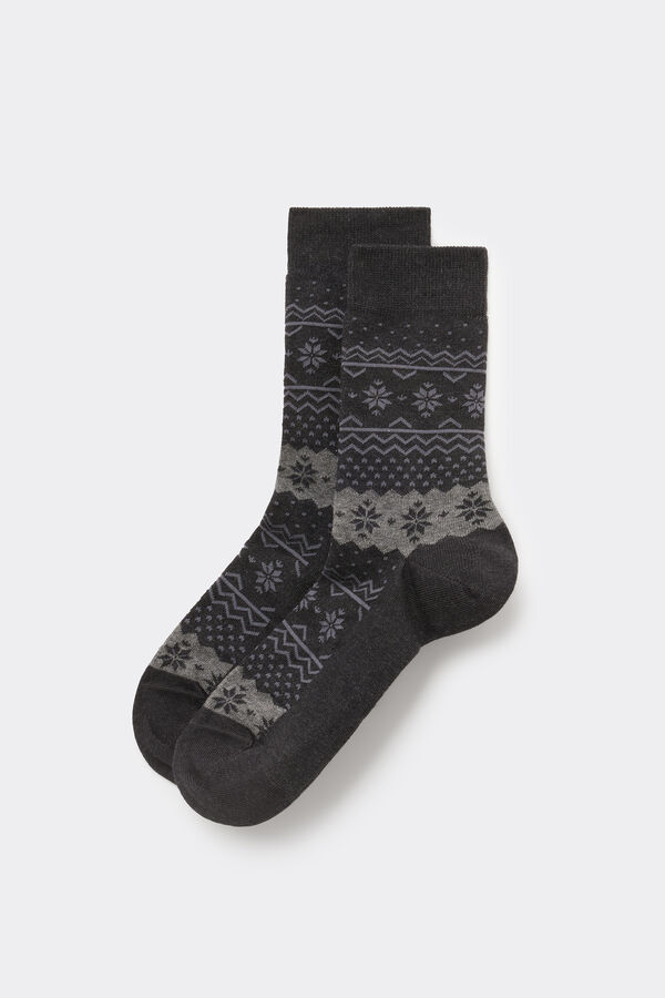 Men&rsquo;s Semi-Short Patterned Cotton Socks  